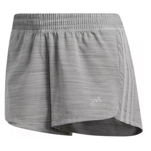 Adidas Shorts Women Heather Gray Three Stripe‎ Woven Pacer Gym Running GT1185